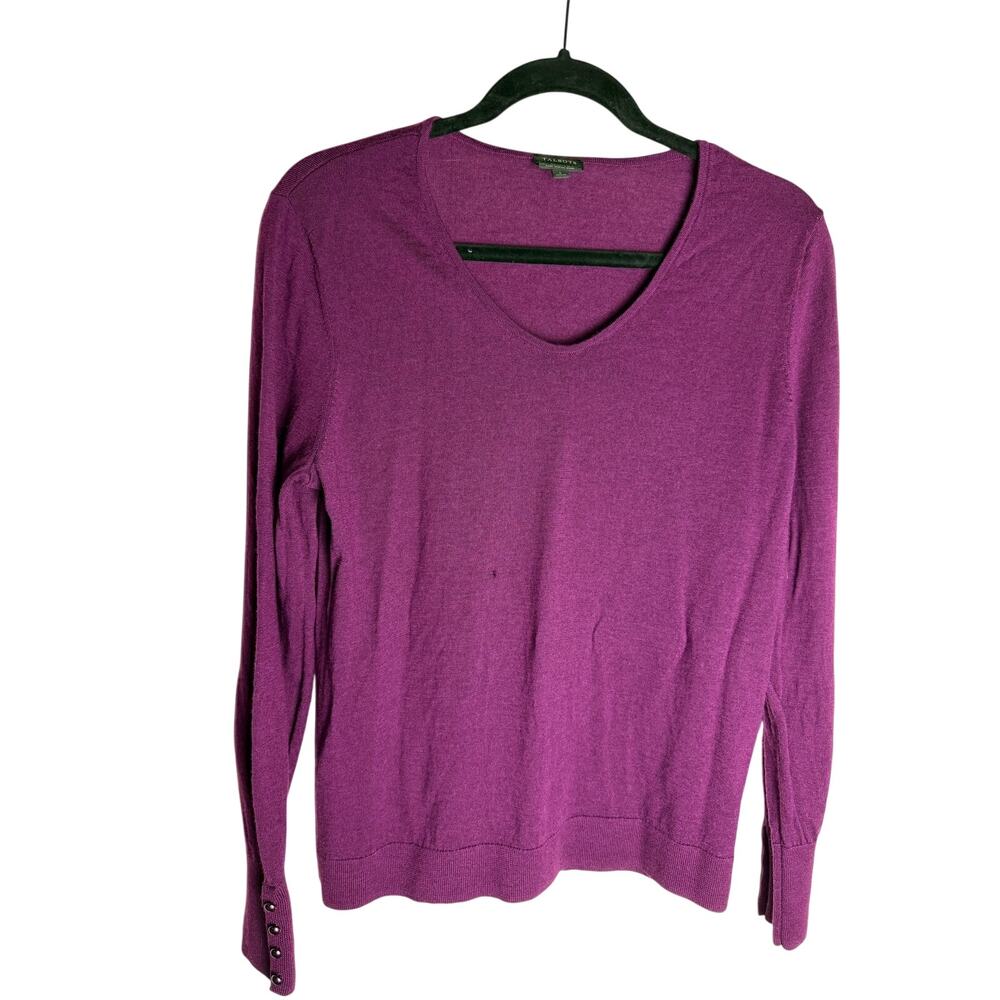 Talbots Purple 100% Merino Wool Scoop Neck Sweater Size Large